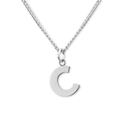 GD GOOD.designs Kette mit Buchstaben Anhänger C in Silber - 316L Edelstahl Halskette Damen - Silberne Partnerketten für Sie und Ihn von GD GOOD.designs