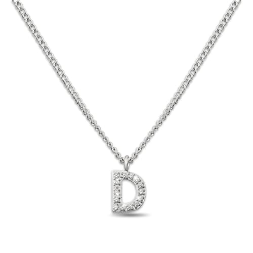 GD GOOD.designs EST. 2015 Kette mit Buchstaben D Silber für Damen I Hautverträgliche Halskette mit initialen Anhänger I Silberne Edelstahl Buchstabenkette von GD GOOD.designs EST. 2015