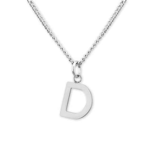 GD GOOD.designs Kette mit Buchstaben Anhänger D in Silber - 316L Edelstahl Halskette Damen - Silberne Partnerketten für Sie und Ihn von GD GOOD.designs