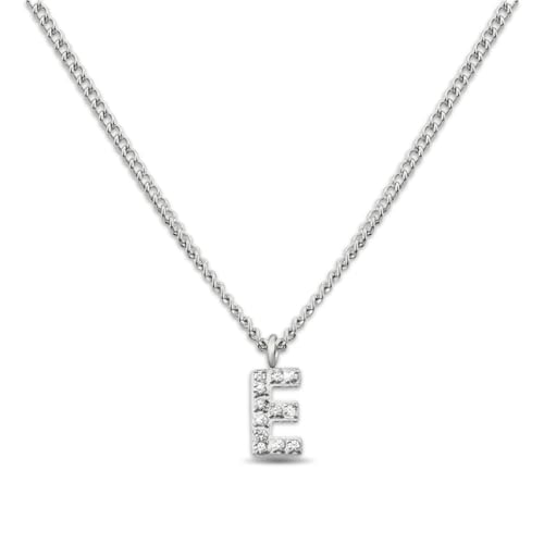 GD GOOD.designs Kette mit Buchstaben E Silber für Damen I Hautverträgliche Halskette mit initialen Anhänger I Silberne 316L Edelstahl Buchstabenkette - Valentinstag-Geschenk für Sie und Ihn von GD GOOD.designs