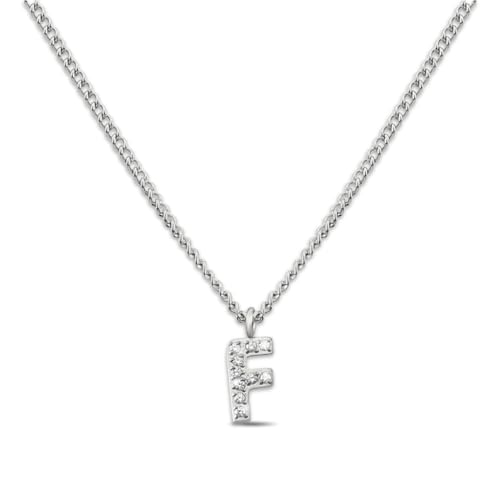 GD GOOD.designs Kette mit Buchstaben F Silber für Damen I Hautverträgliche Halskette mit initialen Anhänger I Silberne 316L Edelstahl Buchstabenkette - Valentinstag-Geschenk für Sie und Ihn von GD GOOD.designs
