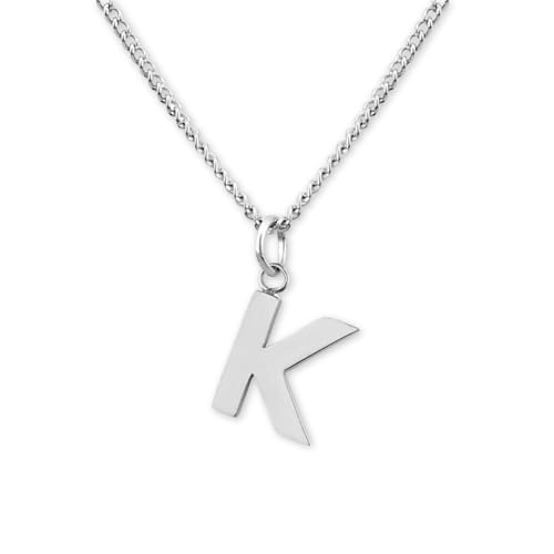 GD GOOD.designs Kette mit Buchstaben Anhänger K in Silber - 316L Edelstahl Halskette Damen - Silberne Partnerketten für Sie und Ihn von GD GOOD.designs