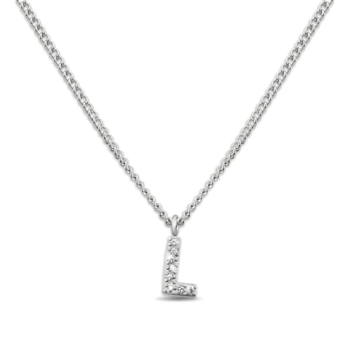 GD GOOD.designs Kette mit Buchstaben L Silber für Damen I Hautverträgliche Halskette mit initialen Anhänger I Silberne 316L Edelstahl Buchstabenkette - Valentinstag-Geschenk für Sie und Ihn von GD GOOD.designs
