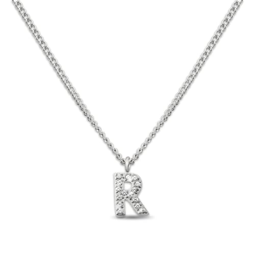 GD GOOD.designs Kette mit Buchstaben R Silber für Damen I Hautverträgliche Halskette mit initialen Anhänger I Silberne 316L Edelstahl Buchstabenkette - Valentinstag-Geschenk für Sie und Ihn von GD GOOD.designs