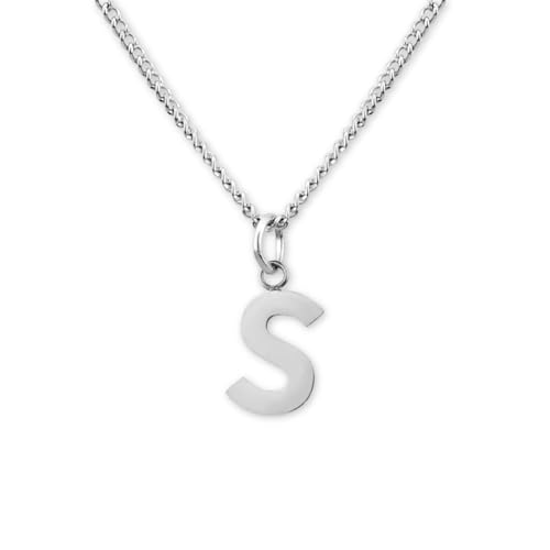 GD GOOD.designs Kette mit Buchstaben Anhänger S in Silber - 316L Edelstahl Halskette Damen - Silberne Partnerketten für Sie und Ihn von GD GOOD.designs