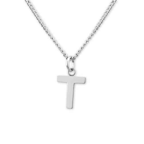 GD GOOD.designs Kette mit Buchstaben Anhänger T in Silber - 316L Edelstahl Halskette Damen - Silberne Partnerketten für Sie und Ihn von GD GOOD.designs