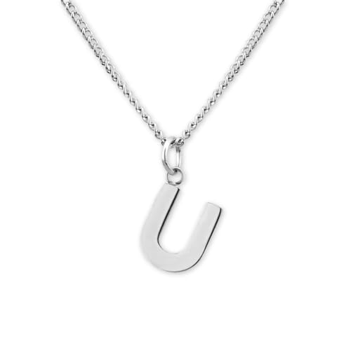 GD GOOD.designs Kette mit Buchstaben Anhänger U in Silber - 316L Edelstahl Halskette Damen - Silberne Partnerketten für Sie und Ihn von GD GOOD.designs