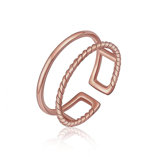 GD GOOD.designs EST. 2015 Ring Rosegold für Damen verstellbar aus Edelstahl - Wasserfest - Doppelring offen | Frauen Silberring inkl. Geschenkbox von GD GOOD.designs EST. 2015