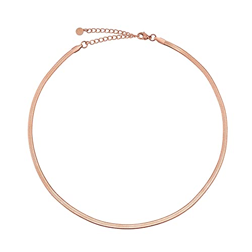 GD GOOD.designs EST. 2015 Schlangenkette Rosegold - flache Rosekette ohne Anhänger I Edelstahl Choker Rose 3mm breit - Wasserfest von GD GOOD.designs EST. 2015