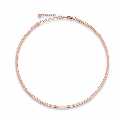 GD GOOD.designs Schlangenkette Rosegold - flache Rosekette ohne Anhänger I Edelstahl Choker Rose 3mm breit - Wasserfest von GD GOOD.designs