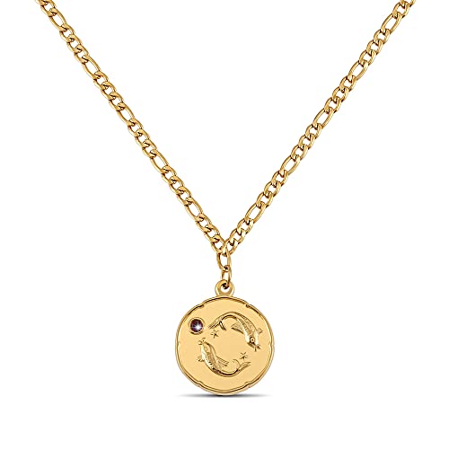 GD GOOD.designs EST. 2015 Sternzeichen Kette Fische Gold mit Geburtsstein für Damen - 18K vergoldete Halskette mit Zodiac Anhänger von GD GOOD.designs EST. 2015