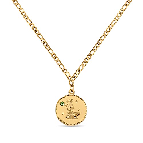 GD GOOD.designs EST. 2015 Sternzeichen Kette Jungfrau Gold mit Geburtsstein für Damen - 18K vergoldete Halskette mit Zodiac Anhänger von GD GOOD.designs EST. 2015