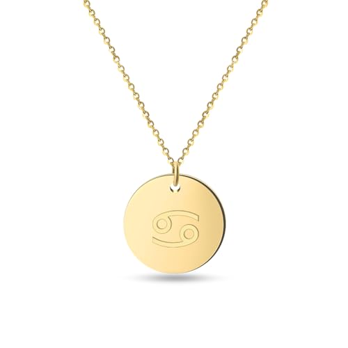 GD GOOD.designs EST. 2015 Sternzeichen Kette Krebs Gold 18 Karat - Wasserfest I Vergoldete Halskette mit Horoskop Anhänger I Zodiac Necklace aus Edelstahl für Damen von GD GOOD.designs EST. 2015