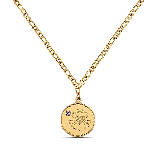 GD GOOD.designs EST. 2015 Sternzeichen Kette Krebs Gold mit Geburtsstein für Damen - 18K vergoldete Halskette mit Zodiac Anhänger von GD GOOD.designs EST. 2015