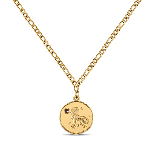 GD GOOD.designs EST. 2015 Sternzeichen Kette Löwe Gold mit Geburtsstein für Damen - 18K vergoldete Halskette mit Zodiac Anhänger von GD GOOD.designs EST. 2015