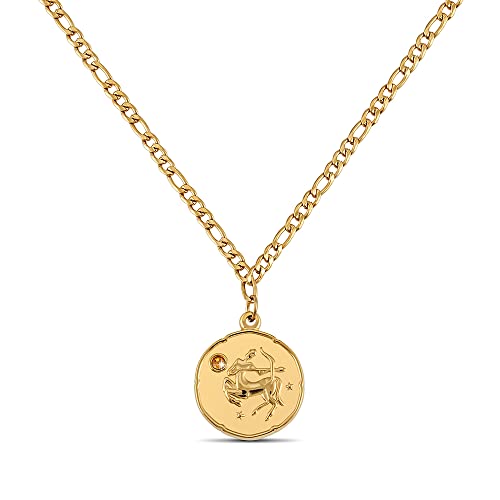 GD GOOD.designs EST. 2015 Sternzeichen Kette Schütze Gold mit Geburtsstein für Damen - 18K vergoldete Halskette mit Zodiac Anhänger von GD GOOD.designs EST. 2015