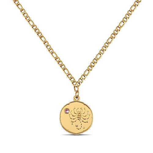 GD GOOD.designs EST. 2015 Sternzeichen Kette Skorpion Gold mit Geburtsstein für Damen - 18K vergoldete Halskette mit Zodiac Anhänger von GD GOOD.designs EST. 2015