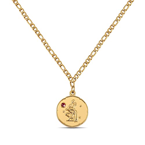 GD GOOD.designs EST. 2015 Sternzeichen Kette Wassermann Gold mit Geburtsstein für Damen - 18K vergoldete Halskette mit Zodiac Anhänger von GD GOOD.designs EST. 2015