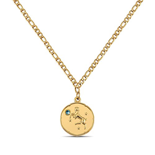 GD GOOD.designs EST. 2015 Sternzeichen Kette Widder Gold mit Geburtsstein für Damen - 18K vergoldete Halskette mit Zodiac Anhänger von GD GOOD.designs EST. 2015