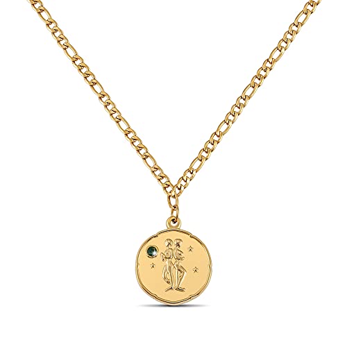 GD GOOD.designs EST. 2015 Sternzeichen Kette Zwillinge Gold mit Geburtsstein für Damen - 18K vergoldete Halskette mit Zodiac Anhänger von GD GOOD.designs EST. 2015