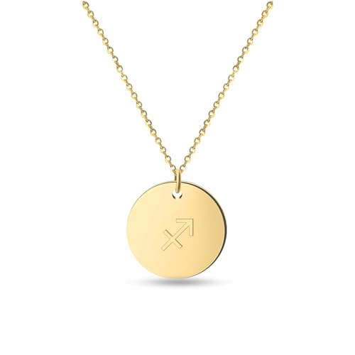 GD GOOD.designs EST. 2015 Sternzeichen Kette Schütze Gold 18 Karat - Wasserfest I Vergoldete Halskette mit Horoskop Anhänger I Zodiac Necklace aus Edelstahl für Damen von GD GOOD.designs EST. 2015