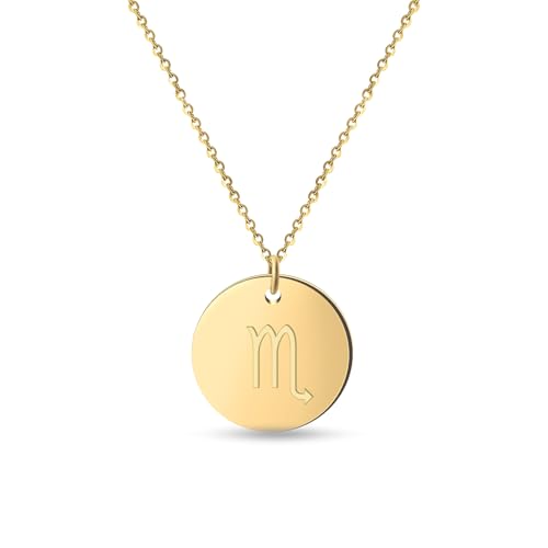 GD GOOD.designs Sternzeichen Kette Gold 18 Karat - Wasserfest I Vergoldete Halskette mit Horoskop Anhänger I Zodiac Necklace aus Edelstahl für Damen von GD GOOD.designs