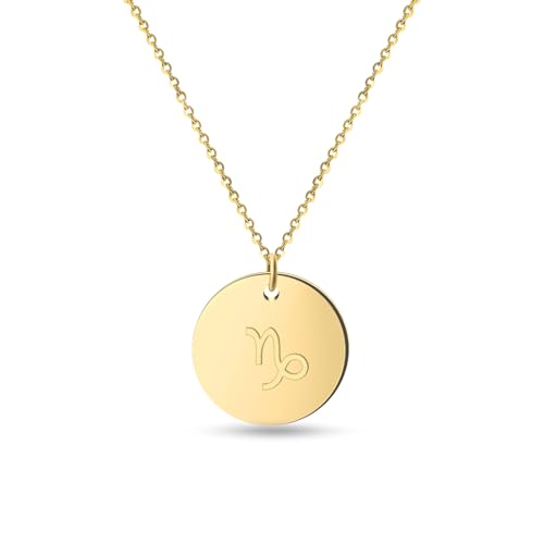 GD GOOD.designs EST. 2015 Sternzeichen Kette Steinbock Gold 18 Karat - Wasserfest I Vergoldete Halskette mit Horoskop Anhänger I Zodiac Necklace aus Edelstahl für Damen von GD GOOD.designs EST. 2015