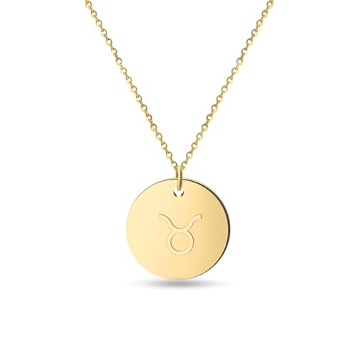 GD GOOD.designs EST. 2015 Sternzeichen Kette Stier Gold 18 Karat - Wasserfest I Vergoldete Halskette mit Horoskop Anhänger I Zodiac Necklace aus Edelstahl für Damen von GD GOOD.designs EST. 2015