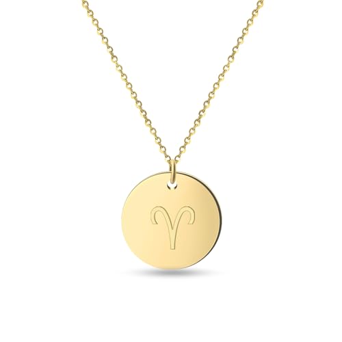 GD GOOD.designs Sternzeichen Kette Widder Gold 18 Karat - Wasserfest I Vergoldete Halskette mit Horoskop Anhänger I Zodiac Necklace aus Edelstahl für Damen von GD GOOD.designs