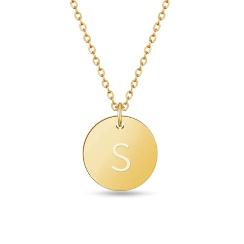 GD GOOD.designs Kette mit Buchstabe S Gold 18 Karat - Wasserfest I Goldkette für Damen mit A-Z Anhänger I Initial Buchstabenkette - Valentinstag-Geschenk für Sie und Ihn von GD GOOD.designs