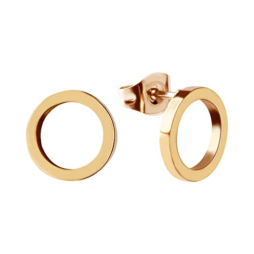 Ohrstecker Kreis Gold für Damen - Runde Edelstahl Ohrringe - Wasserfest I Goldener Ohrschmuck mit 18K Vergoldung Inkl. Geschenkbox von GD GOOD.designs EST. 2015