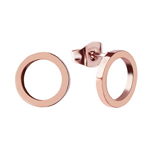 GD GOOD.designs EST. 2015 Ohrstecker Kreis Roségold für Damen - Runde Edelstahl Ohrringe - Wasserfest I Rosegoldener Ohrschmuck mit 18K Vergoldung Inkl. Geschenkbox von GD GOOD.designs EST. 2015