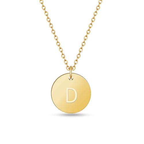 GD GOOD.designs EST. 2015 Kette mit Buchstabe D Gold 18 Karat - Wasserfest I Goldkette für Damen mit A-Z Anhänger I Initial Buchstabenkette von GD GOOD.designs EST. 2015