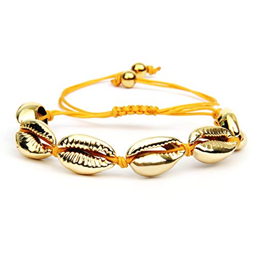 GD GOOD.designs EST. 2015 Damen Muschel Armkettchen (Gold) Zarte Armkette mit Shell Symbol und 18K Gold Beschichtung Muschelarmband Muschelschmuck echtemuscheln naturmuscheln von GD GOOD.designs EST. 2015