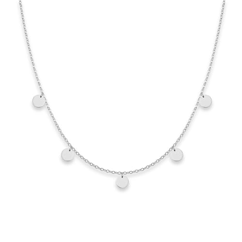 GD GOOD.designs Kette mit Plättchen für Damen - Wasserfest | 5 Coin Halskette in 18K Gold - Silber oder Rosegold | Boho Schmuck aus Edelstahl von GD GOOD.designs