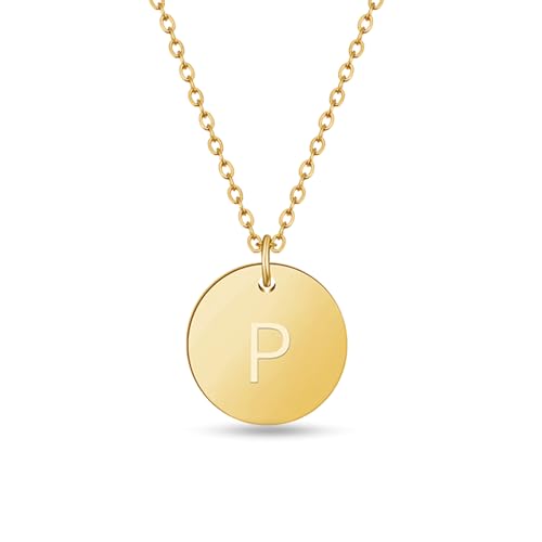 GD GOOD.designs EST. 2015 Kette mit Buchstabe P Gold 18 Karat - Wasserfest I Goldkette für Damen mit A-Z Anhänger I Initial Buchstabenkette von GD GOOD.designs EST. 2015