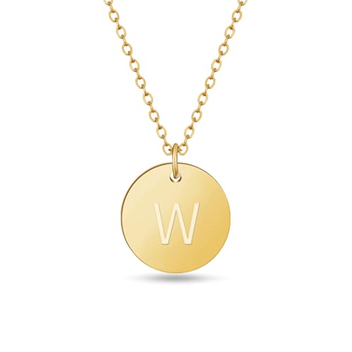 GD GOOD.designs Kette mit Buchstabe W Gold 18 Karat - Wasserfest I Goldkette für Damen mit A-Z Anhänger I Initial Buchstabenkette - Valentinstag-Geschenk für Sie und Ihn von GD GOOD.designs