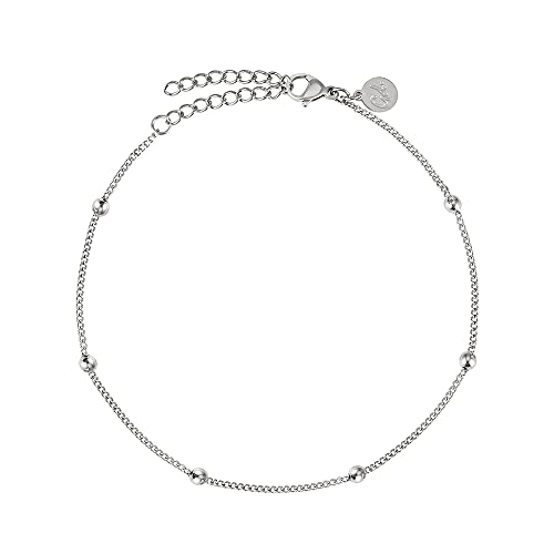 GD GOOD.designs EST. 2015 Fußkettchen für Damen Silber - Wasserfest - Fußkette mit kleinen Perlen Dots - Frauen Edelstahl Fußschmuck von GD GOOD.designs EST. 2015