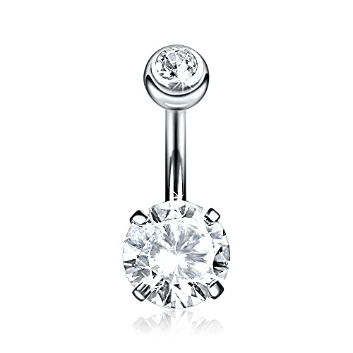 GD GOOD.designs Bauchnabelpiercing Chirurgenstahl 316L in Silber - Wasserfest I Echter Kristall Bauchnabel Piercing für Damen I Echtschmuck Nabelpiercing von GD GOOD.designs