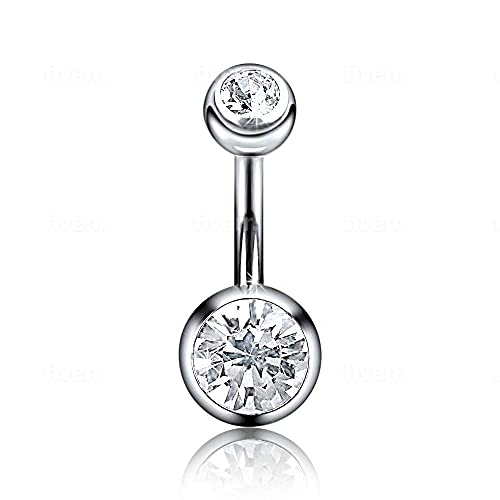 GD GOOD.designs EST. 2015 Bauchnabelpiercing Chirurgenstahl 316L in Silber - Wasserfest I Echter Kristall Bauchnabel Piercing für Damen I Echtschmuck Nabelpiercing von GD GOOD.designs EST. 2015