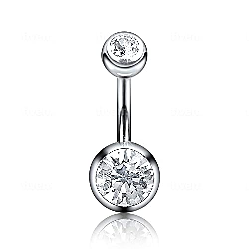 GD GOOD.designs Bauchnabelpiercing Chirurgenstahl 316L in Silber - Wasserfest I Echter Kristall Bauchnabel Piercing für Damen I Echtschmuck Nabelpiercing von GD GOOD.designs