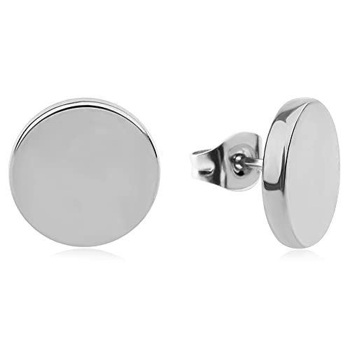 Ohrringe Silber rund für Damen - Wasserfest I Silberne Knopf Ohrstecker mit Platte I Minimalistische Edelstahl Kreis Stecker von GD GOOD.designs EST. 2015