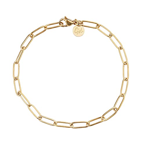 GD GOOD.designs EST. 2015 Gliederarmband Gold für Damen mit 18K Vergoldung - Wasserfest - Feingliedrige Armkette aus Edelstahl I Größenverstellbare Gliederkette von GD GOOD.designs EST. 2015