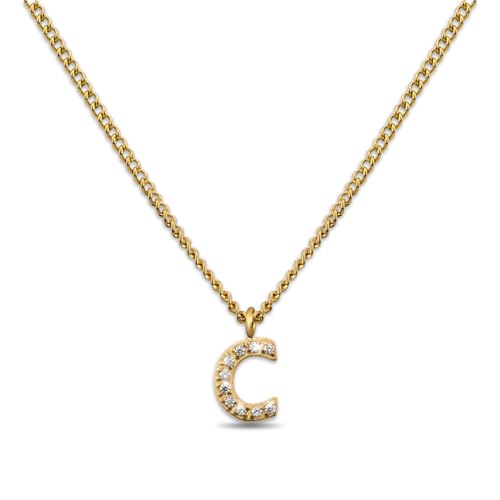 GD GOOD.designs Kette Buchstabe C Gold für Damen I 18K vergoldete Halskette mit Zirkonia Initialien I Goldene 316L Edelstahl Buchstabenkette (Buchstabe C)- Valentinstag-Geschenk für Sie und Ihn von GD GOOD.designs