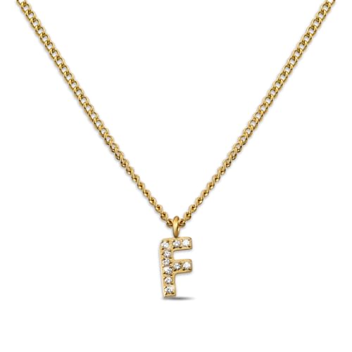 GD GOOD.designs EST. 2015 Kette Buchstabe F Gold für Damen I 18K vergoldete Halskette mit Zirkonia Initialien I Goldene Edelstahl Buchstabenkette (Buchstabe F) von GD GOOD.designs EST. 2015