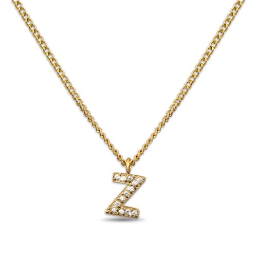 GD GOOD.designs EST. 2015 Kette Buchstabe Z Gold für Damen I 18K vergoldete Halskette mit Zirkonia Initialien I Goldene Edelstahl Buchstabenkette (Buchstabe Z) von GD GOOD.designs EST. 2015