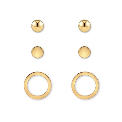 Ohrstecker Set Gold für Damen - drei goldene, hautverträgliche Stecker Ohrringe Gold I Ohrschmuck mit 18 Karat Vergoldung Ohrstecker Set Gold für Damen - drei goldene, hautverträgliche Stecker Ohrringe Gold I Ohrschmuck mit 18 Karat Vergoldung von GD GOOD.designs