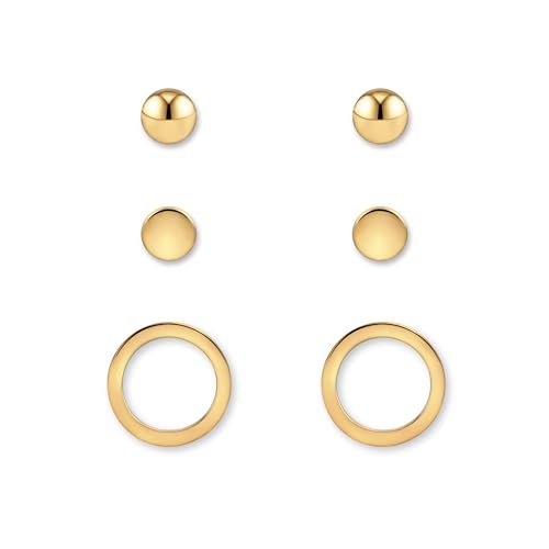 Ohrstecker Set Gold für Damen - drei goldene, hautverträgliche Stecker Ohrringe Gold I Ohrschmuck mit 18 Karat Vergoldung von GD GOOD.designs EST. 2015