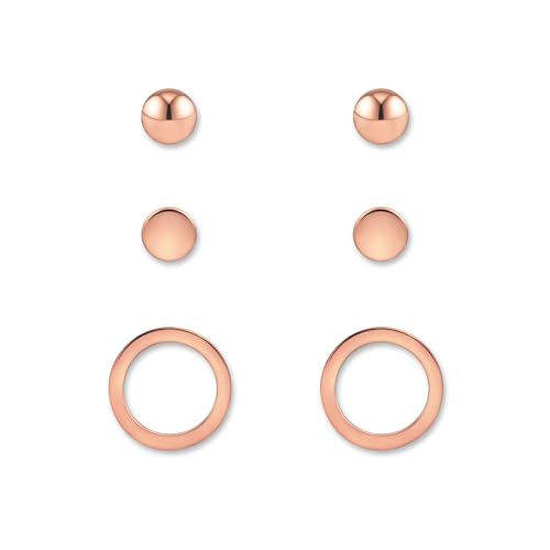 Ohrstecker Set Roségold für Damen - drei roségoldene, hautverträgliche Stecker Ohrringe I Ohrschmuck mit 18 Karat Vergoldung von GD GOOD.designs EST. 2015