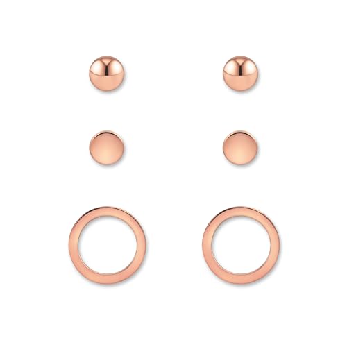 Ohrstecker Set Roségold für Damen - drei roségoldene, hautverträgliche Stecker Ohrringe I Ohrschmuck mit 18 Karat Vergoldung von GD GOOD.designs